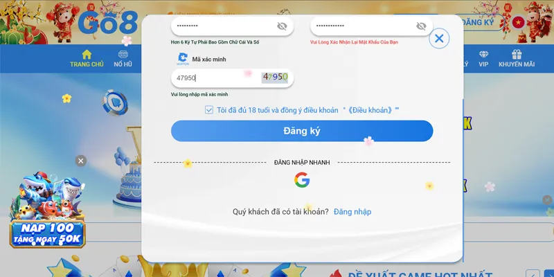 Go8 ⭐️ Link Vào Nhà Cái Go8 Đã Xác Minh ✔️ ĐKy Go 8 +88K 29 Chọn xác nhận đủ 18 tuổi và điều khoản của Go8